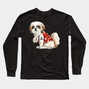 I Love Mom Tattoo Shih Tzu Mom Mother's Day Long Sleeve T-Shirt